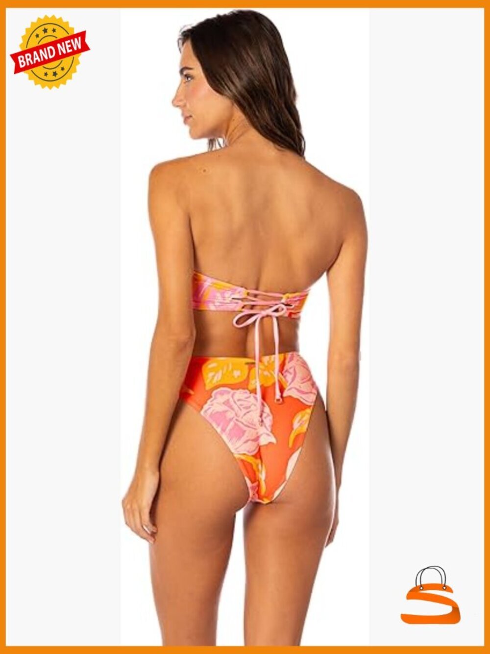 High Rise Cheeky Bikini Bottom Large Recycled Polyester Swimwear